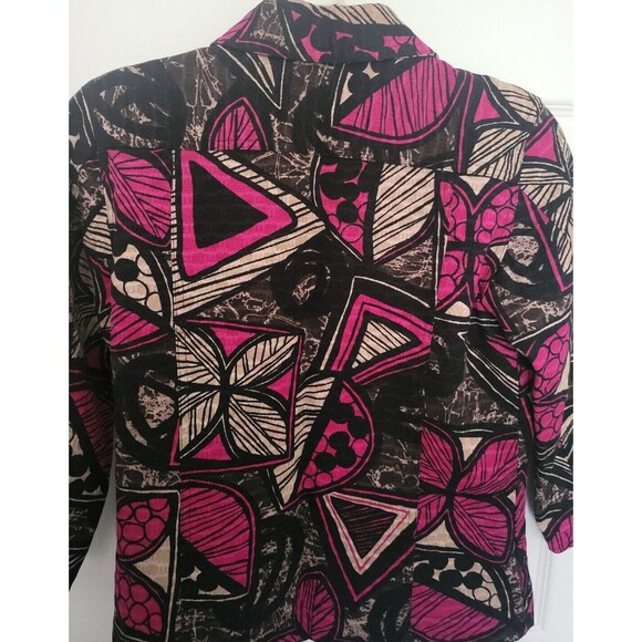 Chico's Geometric Blazer Black and Purple Size 4 (Chico's Size 0) - Picture 3 of 5